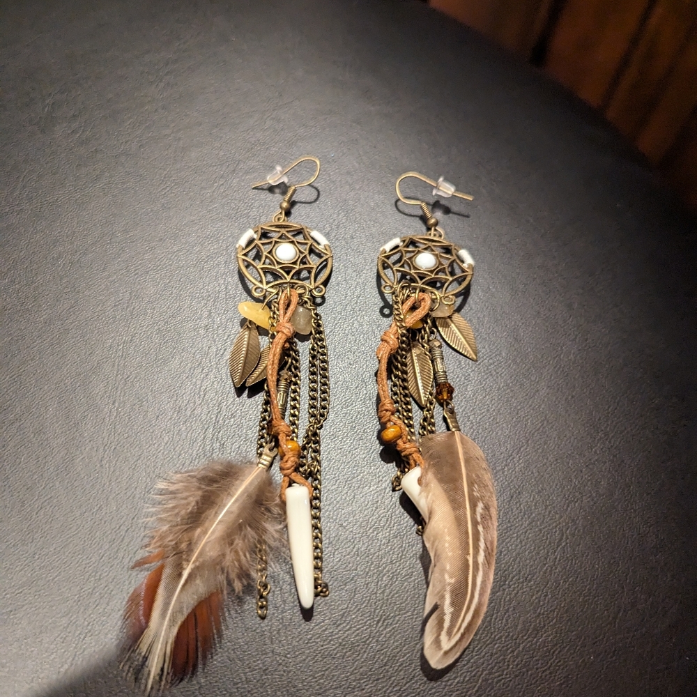 SALE - Boho feather earrings